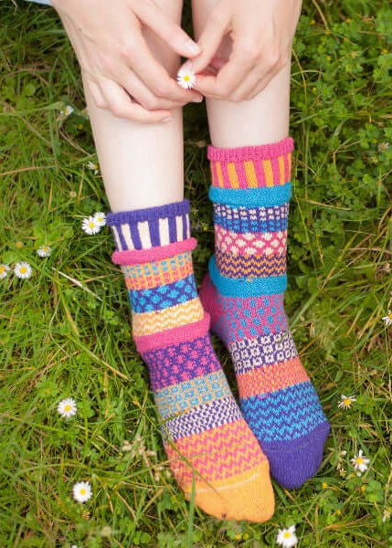 Solmate SUNNY Knitted Crew Socks Proudly Made USA | These socks are delightfully mismatched & so very comfortable.  Classy Cozy Cool Women's Boutique.