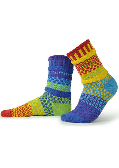Solmate RAINBOW Knitted Crew Socks Proudly Made USA | These socks are delightfully mismatched & so very comfortable.  Classy Cozy Cool Women's Boutique.