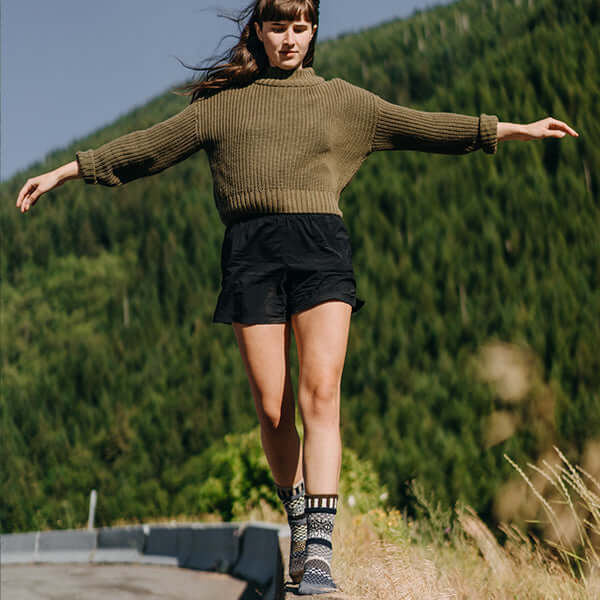 Solmate BIRCH Wool Blend Knitted Crew Socks Proudly Made USA | These socks are delightfully mismatched & so very comfortable.  Made in America Boutique