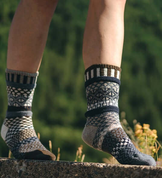 Solmate BIRCH Wool Blend Knitted Crew Socks Proudly Made USA | These socks are delightfully mismatched & so very comfortable.  Made in America Boutique