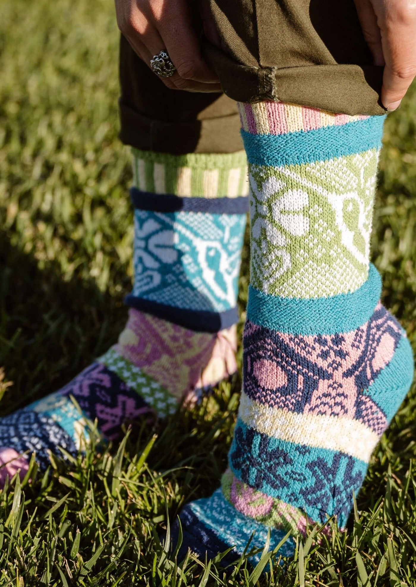 Solmate Socks HUMMINGBIRD Knitted Crew Socks Proudly Made USA | These socks are delightfully mismatched & so very comfortable. American Made Clothing
