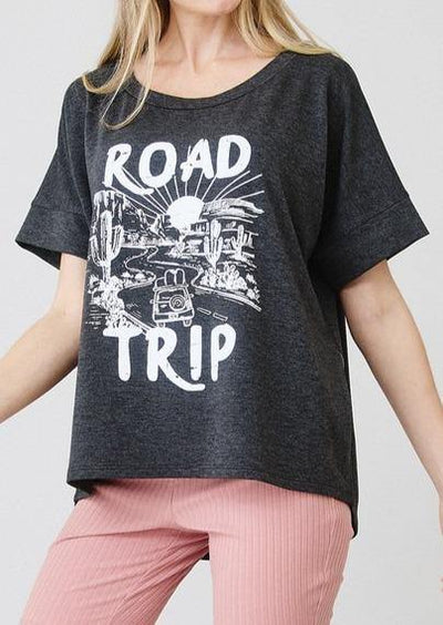 Brand: Ces Femme - Road Trip Boxy Boat Neck Top -  Black, Blouse, Boxy, Clothes, Featured, Lounge, Loungewear, made in usa, Shirt, Spring, Summer, vacation, Wardrobe Essentials, Women, Women's Clothing - Classy Cozy Cool Boutique