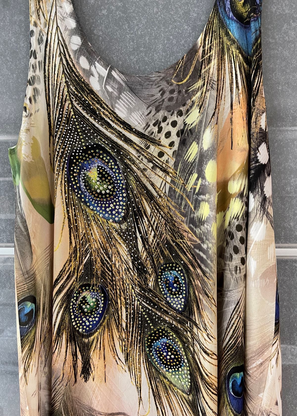Sleeveless Vacation Dress | Rhinestone Embellished Tank Dress with Asymmetrical Hemline | Made in USA | Classy Cozy Cool Women's Clothing Boutique