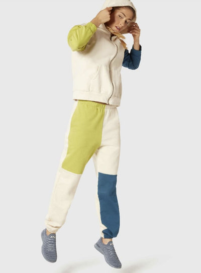 NUX Color Block Ivory Combo Joggers | Style # P0279 | Made in the USA | Classy Cozy Cool Women’s Clothing Boutique | Jogging Set