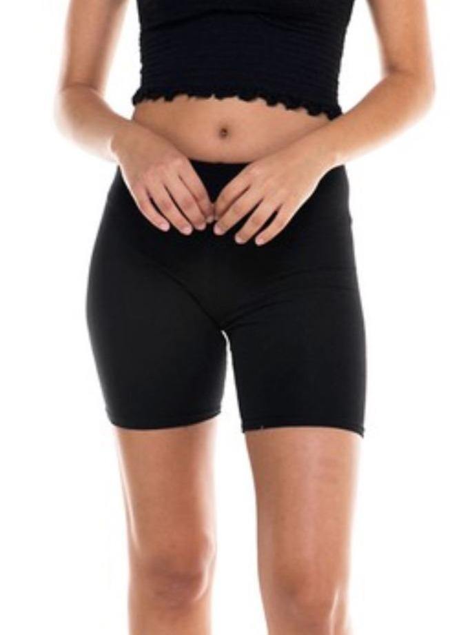 Brand: Loving People - Black Cotton Mid Length Biker Shorts -  Biker Shorts, Black, cotton, Lounge, Loungewear, Made in America, made in usa, Plus, soft, Spring, Summer, Wardrobe Essentials, Women's Clothing - Classy Cozy Cool Boutique