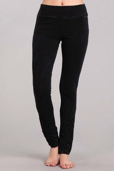 Mineral Washed Jeggings Crochet Ankle Detail