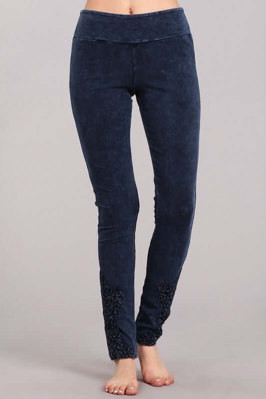 USA Made Mineral Washed Jeggings Crochet Ankle | Chatoyant