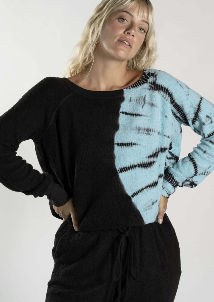 Jala Black Sea Tie Dye Chill Pullover eco-friendly, ultra soft French terry sponge fleece -Style CH7501F | Made in the USA | Classy Cozy Cool Boutique