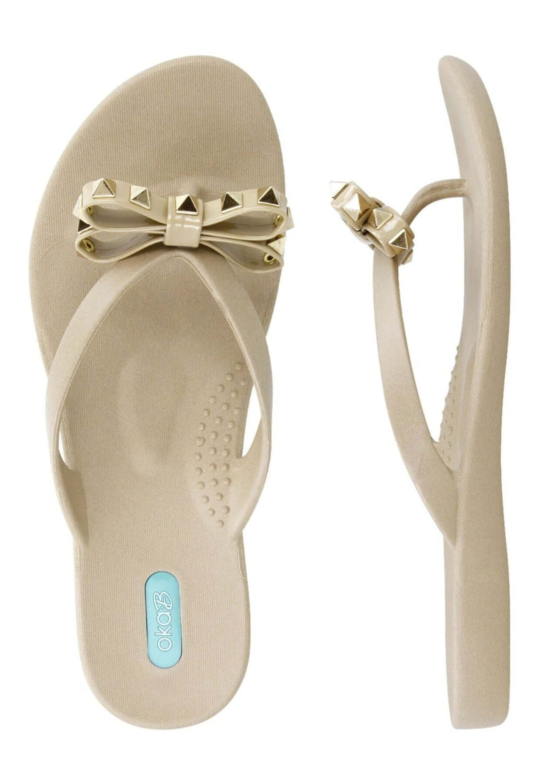 Oka-B Chase Sandal with Studded Bow Detail in Chai | Made in USA | Take these adorable Flip Flops on your next Vacation | Classy Cozy Cool Boutique