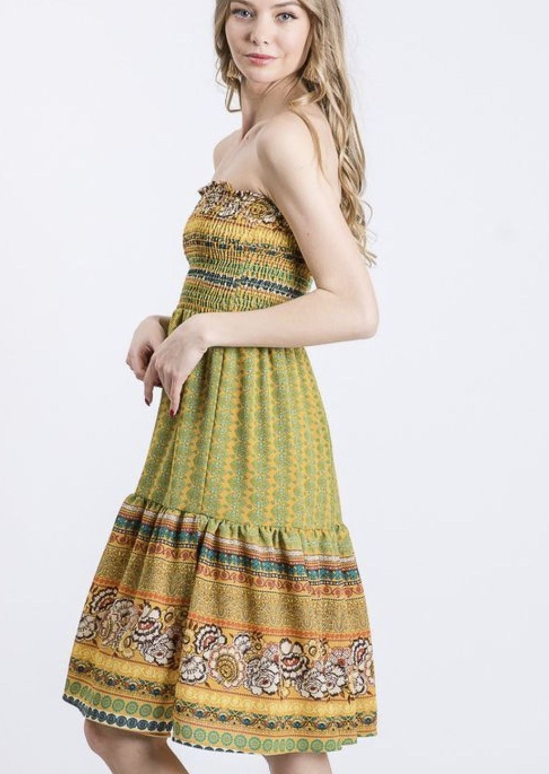 Sunset Shades Strapless Bohemian Print Dress or Maxi Skirt - Clearance Final Sale