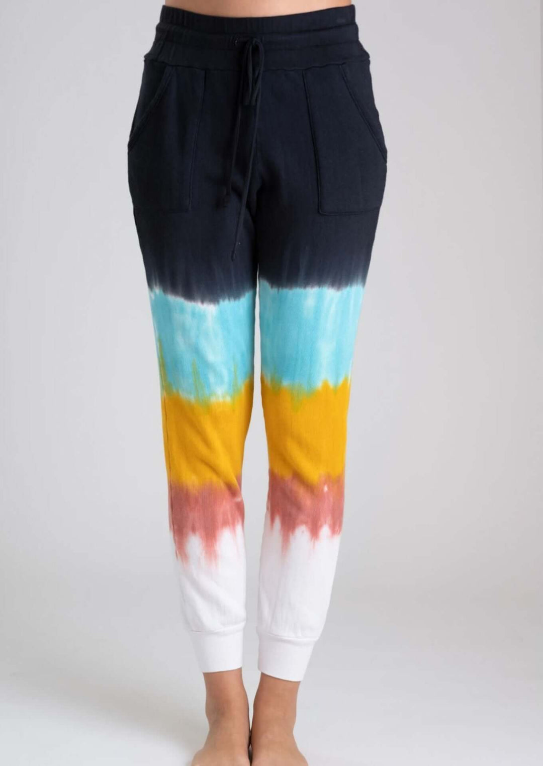 Jala Rainbow Tie Dye Pocket Joggers eco-friendly, ultra soft French terry sponge fleece -Style PJ540F | Made in the USA | Classy Cozy Cool Boutique