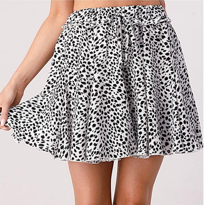 Brand: Pixi and Ivy - Black and White Animal Print Flare Mini Skirt -  Animal Print, Best Dressed, Black, Featured, Flare Skirt, Made in America, made in usa, Mini Skirt, Pattern, Skirt, Spring, Summer, vacation, Women - Classy Cozy Cool Boutique