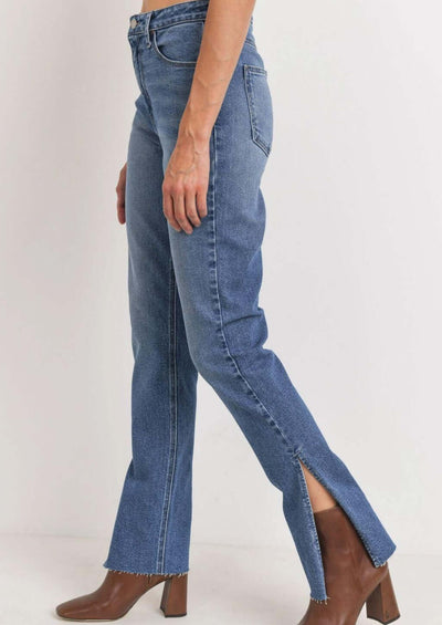 Just Black Denim Side Slit Jeans BP342J | Made in the USA |  Classy Cozy Cool Women's Clothing Boutique