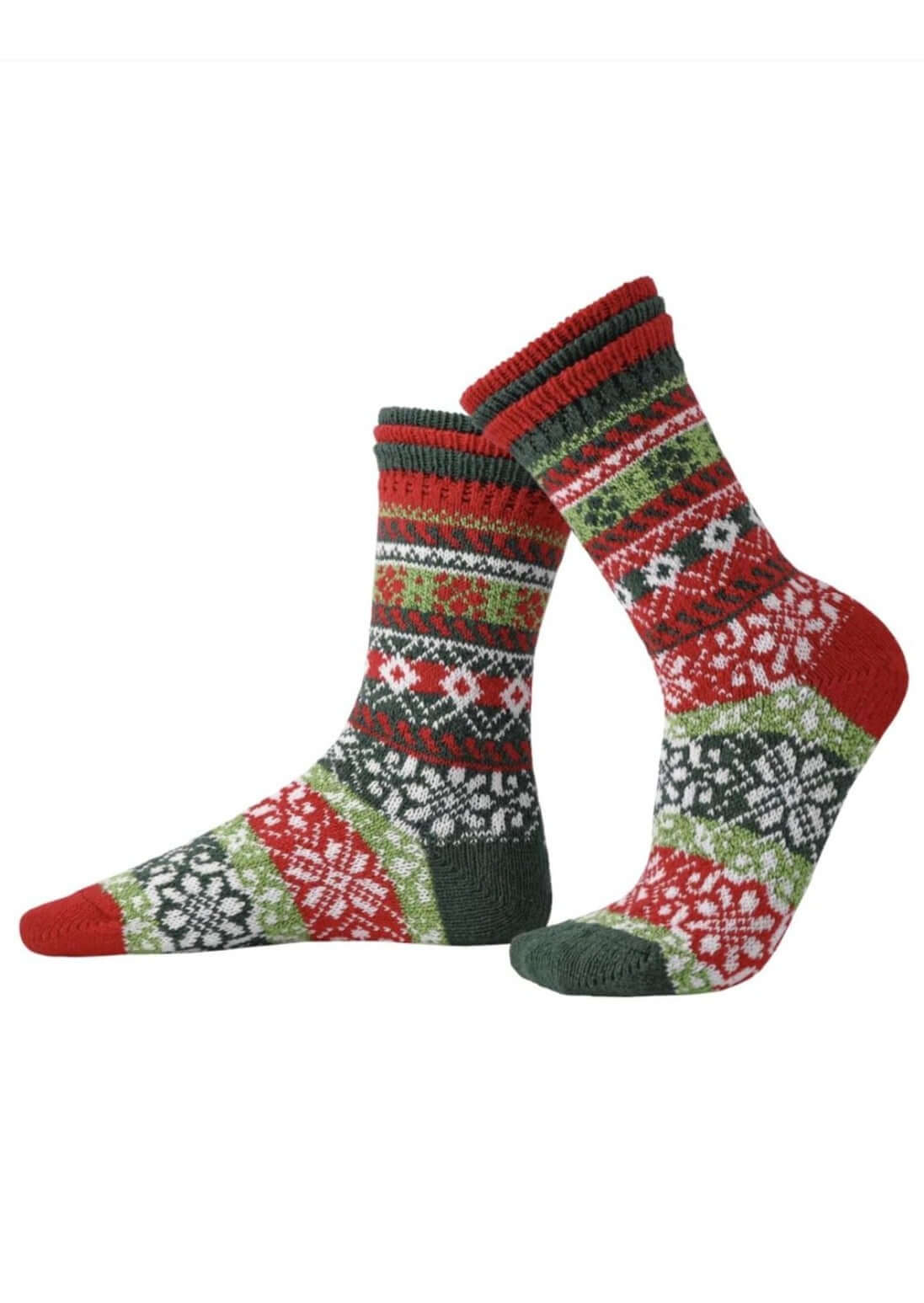 Solmate Socks HOLLY Christmas Knitted Crew Socks Proudly Made USA | These socks are delightfully mismatched & so very comfortable. American Made Clothing