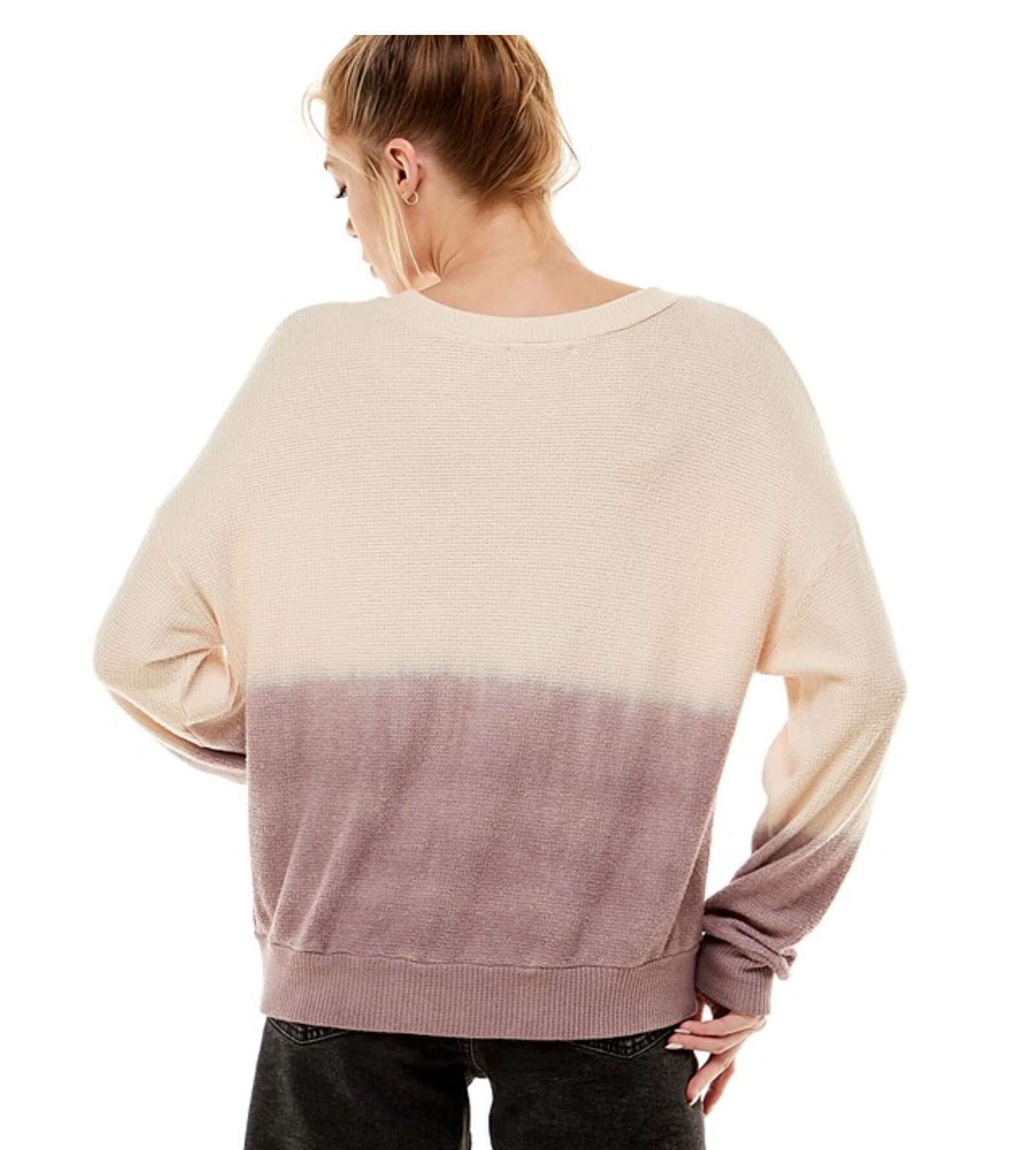 USA Made Ladies Special Dip Dyed Super Soft Lightweight Mauve Sweater Lightweight | T-Party Style# BRP38376 | Women's Clothing Made in America