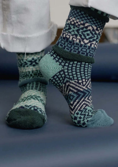Solmate Socks EVERGREEN Knitted Crew Socks Proudly Made USA | These socks are delightfully mismatched & so very comfortable. American Made Clothing