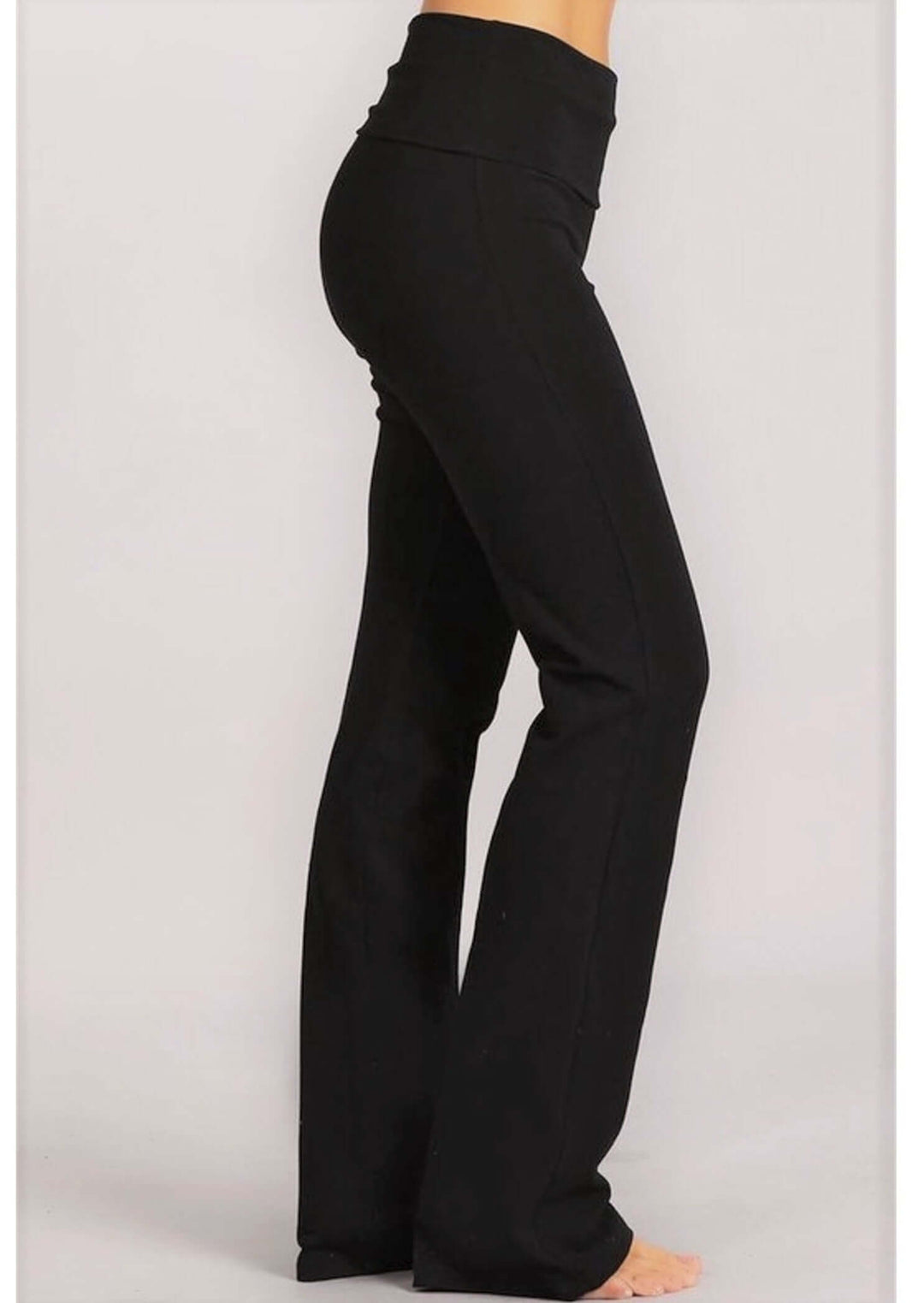 Women Fold Over Waistband Stretchy Cotton Blend Yoga Pants with A Wide  Flare Leg Trouser Pants High Waist Stretch Flare Wide Leg Yoga Pants Slim  Boho Bell Bottom Trouser 