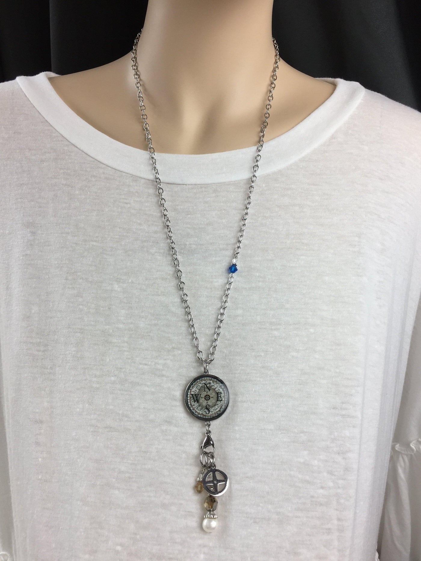 Brand: Spirit LaLa - Reversible Dangle Compass Inspirational Necklace -  BoHo, Compass, Gift Idea, Inspirational quote, Jewelry, jewelry made in USA, Made in America, made in usa, Made Local, Necklace, Pendant, Statement Necklace, Women - Classy Cozy Cool Boutique