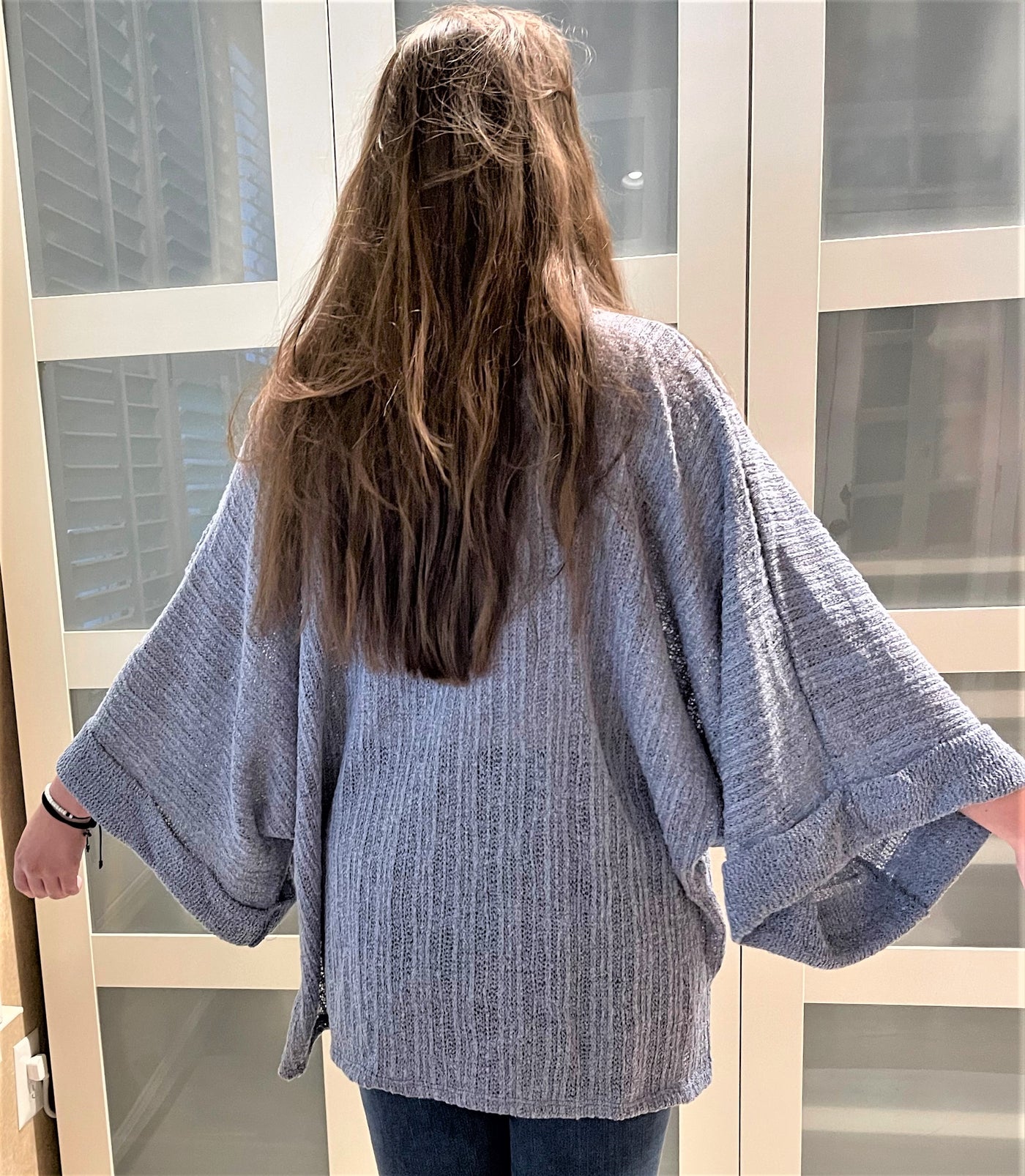 Brand: Pixi and Ivy - Oversized Cuff Sleeve Slate Blue Boxy Top -  Blouse, Blue, Boxy, Clothes, made in usa, oversized, Shirt, soft, Spring, Summer, vacation, Wardrobe Essentials, Women - Classy Cozy Cool Boutique