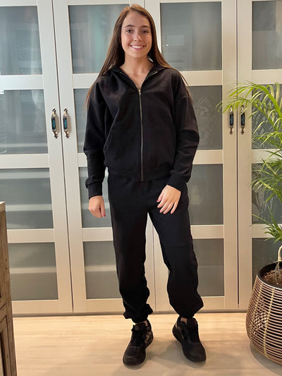 Bring it on Full Zip Black Hoodie | NUX style #H0294  | Made in the USA | Classy Cozy Cool Women’s Clothing Boutique | Matching Sweat Suit