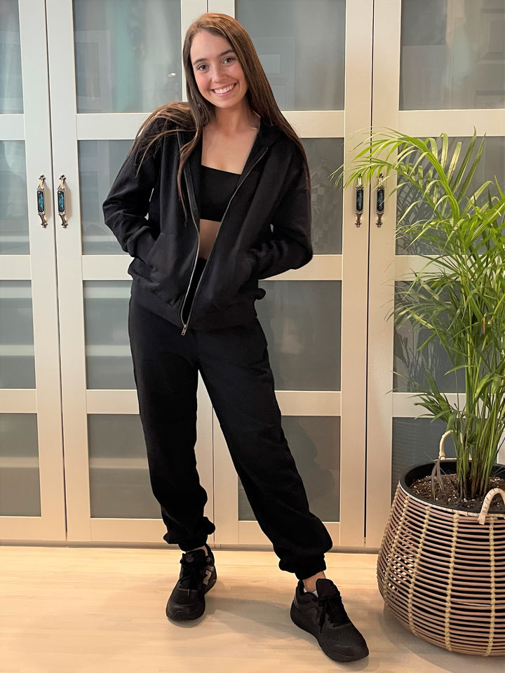 Bring it on Full Zip Black Hoodie | NUX style #H0294  | Made in the USA | Classy Cozy Cool Women’s Clothing Boutique | Matching Sweat Suit