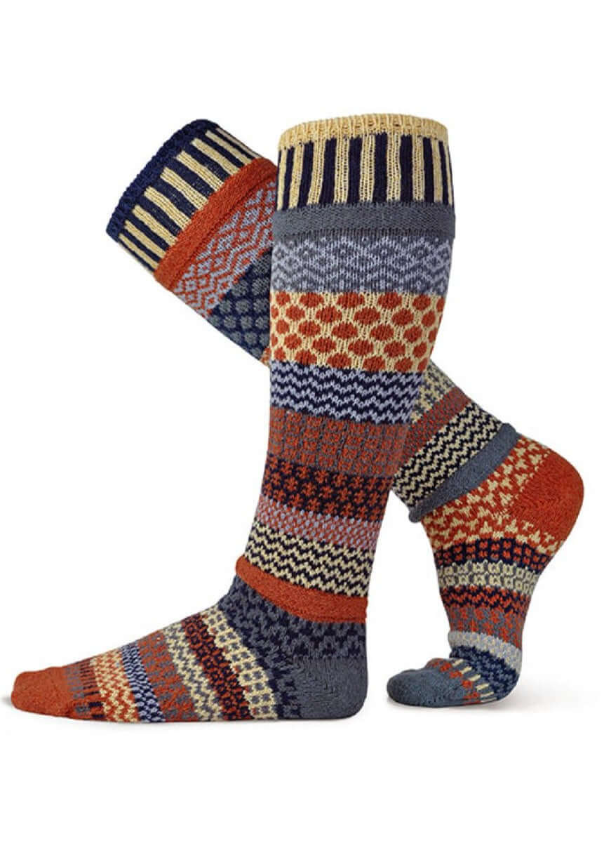 Solmate NUTMEG Knitted Knee Socks | Made in USA | These socks are delightfully mismatched & so very comfortable.  American Made Women's Boutique.