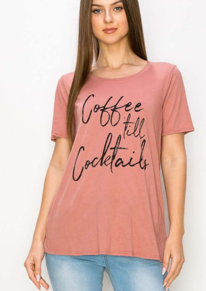 Coffee Till Cocktails Graphic Super Soft Tee Made in USA