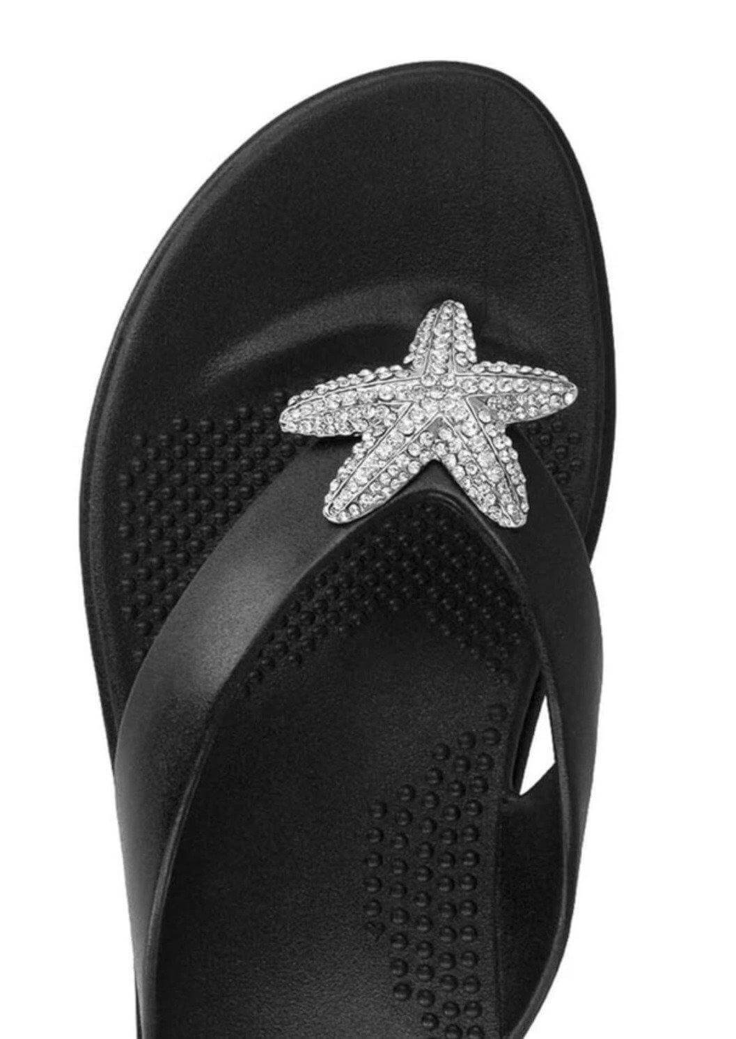 Brand: Oka-B - Oka-B Oliver Star Fish Bling Black Flip Flops -  beach, Beach Wear, Black, Bling, Featured, Flip Flops, Flower, Made in America, made in usa, Oliver, Sandal, Sandals, Shoes, Shoes made local, Spring, Star Fish, Summer, Women - Classy Cozy Cool Boutique