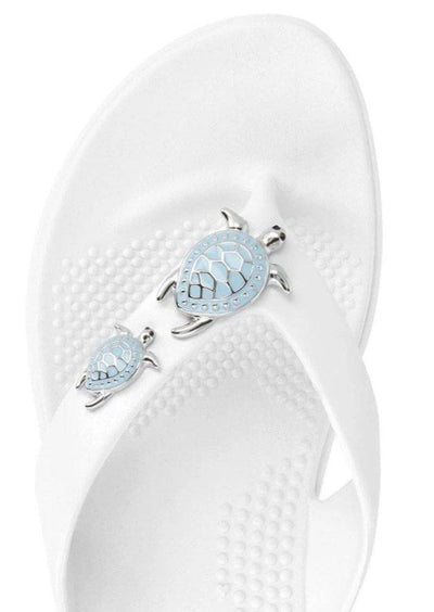 Brand: Oka-B - Oka-B Theresa White Sea Turtle Sandals -  beach, Beach Wear, Featured, Flip Flops, Flower, Made in America, made in usa, Sandals, Shoes made local, Spring, Summer, Theresa, Turtle, White, Women - Classy Cozy Cool Boutique