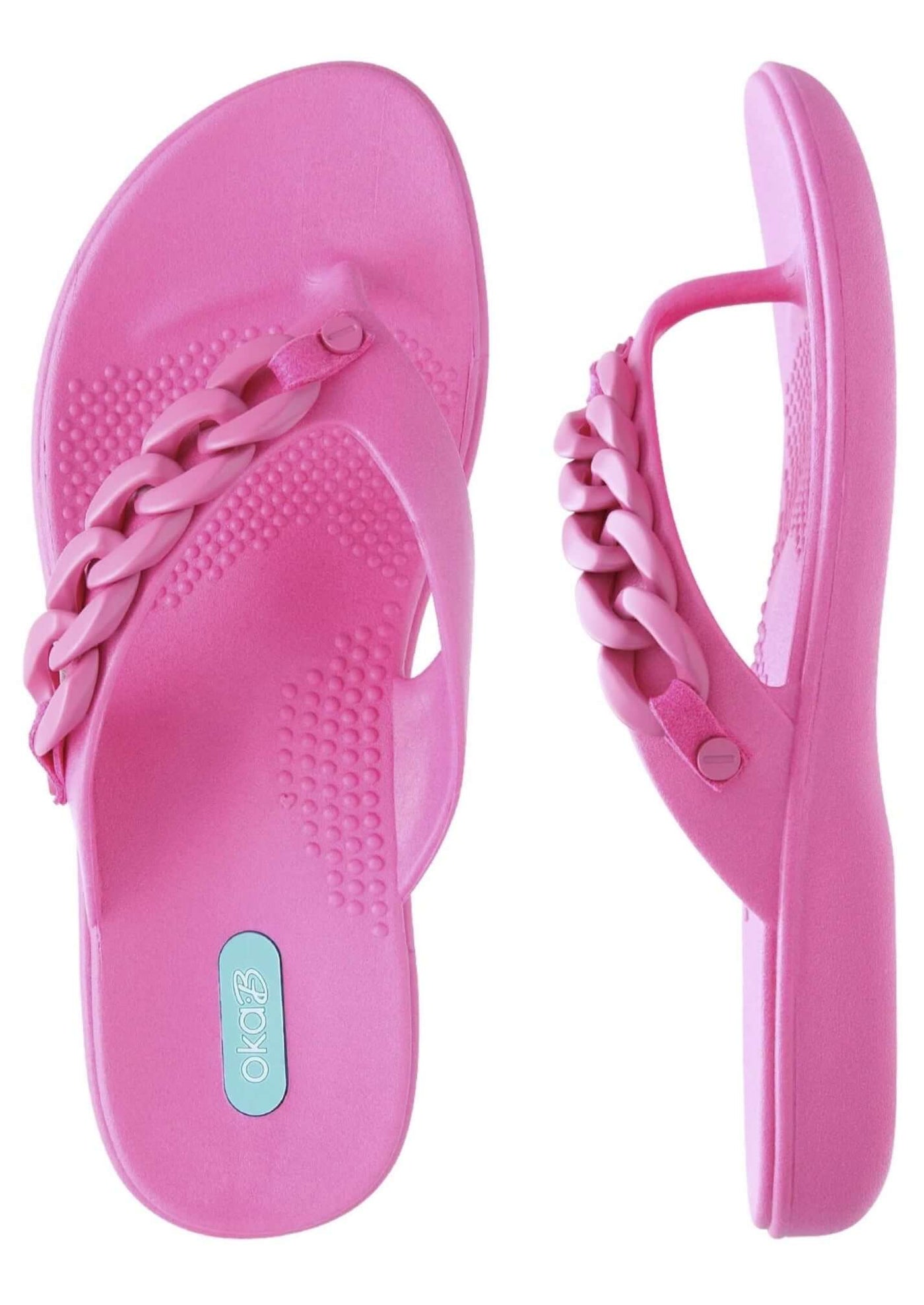 Made in USA | Oka-B Oliver Ginger Sangria Pink Flip Flop Sandal with Chain Accent Proudly Made in the USA! | Classy Cozy Cool Boutique