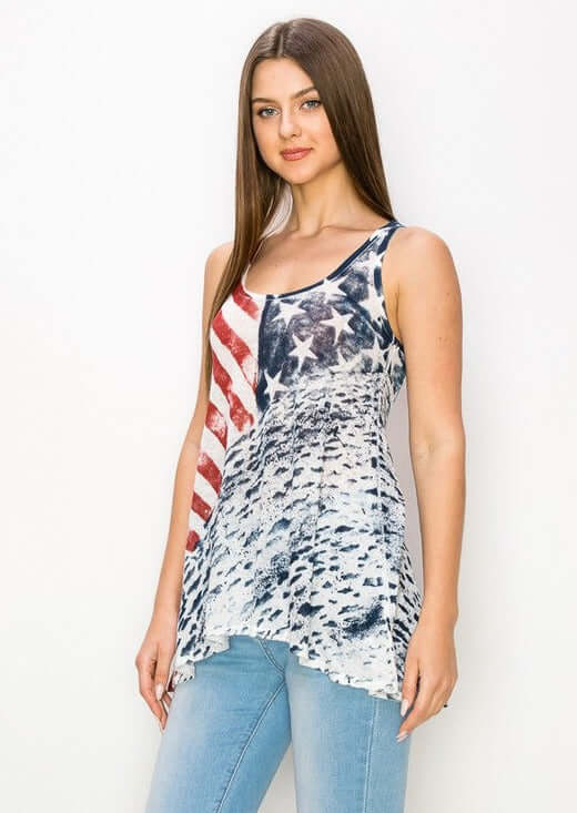 Made in USA T-Party Hand Painted Stars & Stripes 4th of July Tank Top | Made in USA | Classy Cozy Cool Women's American Clothing Boutique