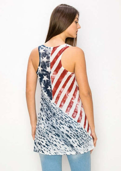 Made in USA T-Party Hand Painted Stars & Stripes 4th of July Tank Top | Made in USA | Classy Cozy Cool Women's American Clothing Boutique