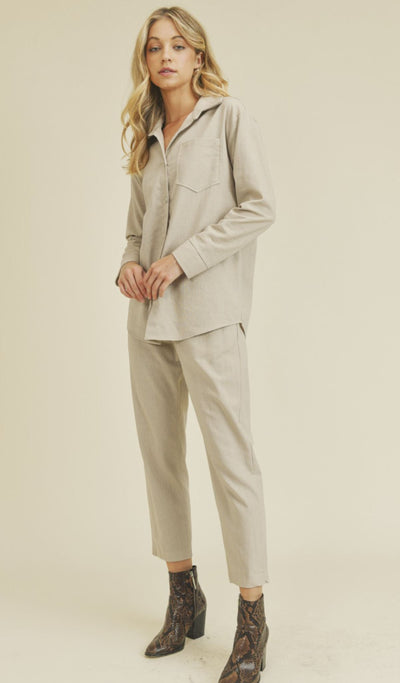 Brand: If She Loves | Dreamland Zion Button Down Linen Shirt | Style ISJK1173P | Made in USA & Sold by Classy Cozy Cool Women's Clothing Boutique