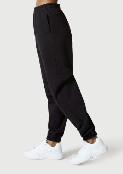 Brand: NUX | Color Block Black Premium Joggers | Style # P0279 | Made in the USA | Classy Cozy Cool Women’s Clothing Boutique | Jogging Set