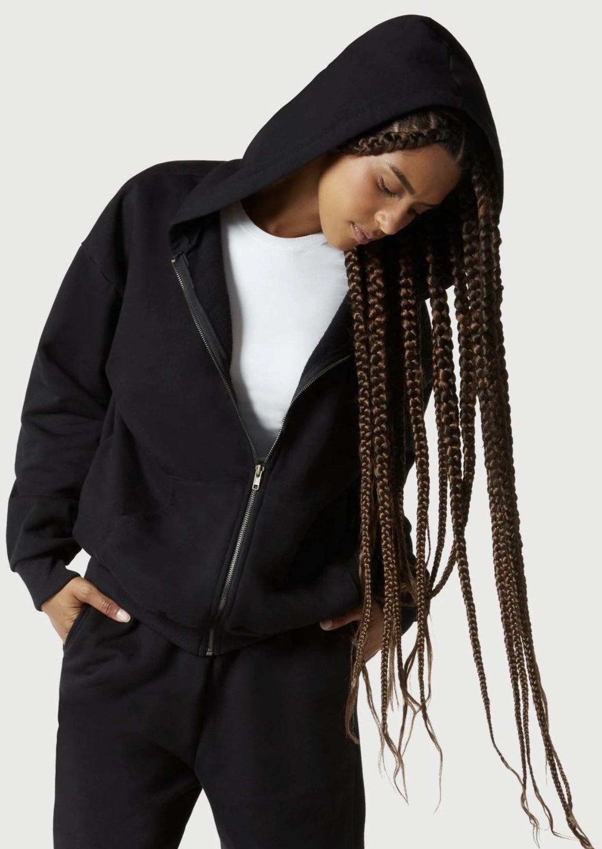 Bring it on Full Zip Black Hoodie | NUX style #H0294 | Made in the USA | Classy Cozy Cool Women’s Clothing Boutique | Matching Sweat Suit