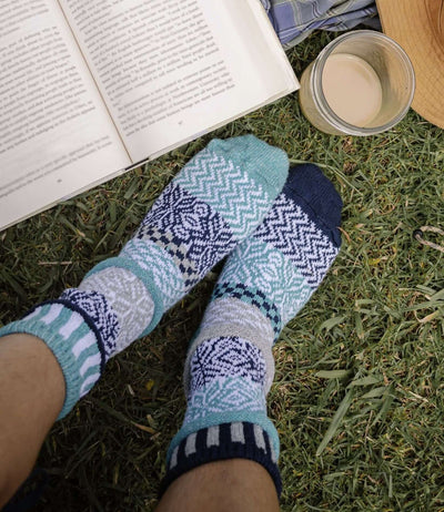Solmate Socks SNOWFALL Knitted Crew Socks Proudly Made USA | These socks are delightfully mismatched & so very comfortable. American Made Clothing