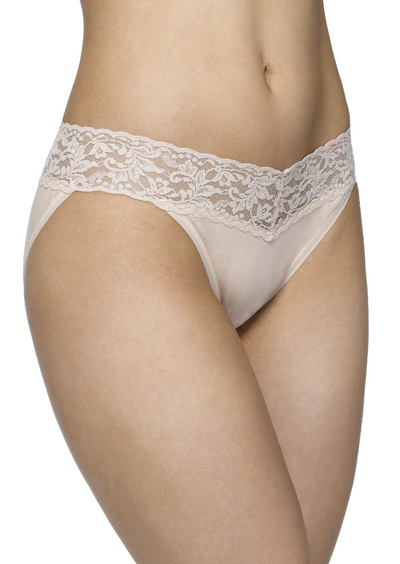 Hanky Panky Supima Chai Cotton V-Kini Panty with Lace Trim | Hanky Panky | Made in the USA | Classy Cozy Cool Women’s American Clothing Boutique